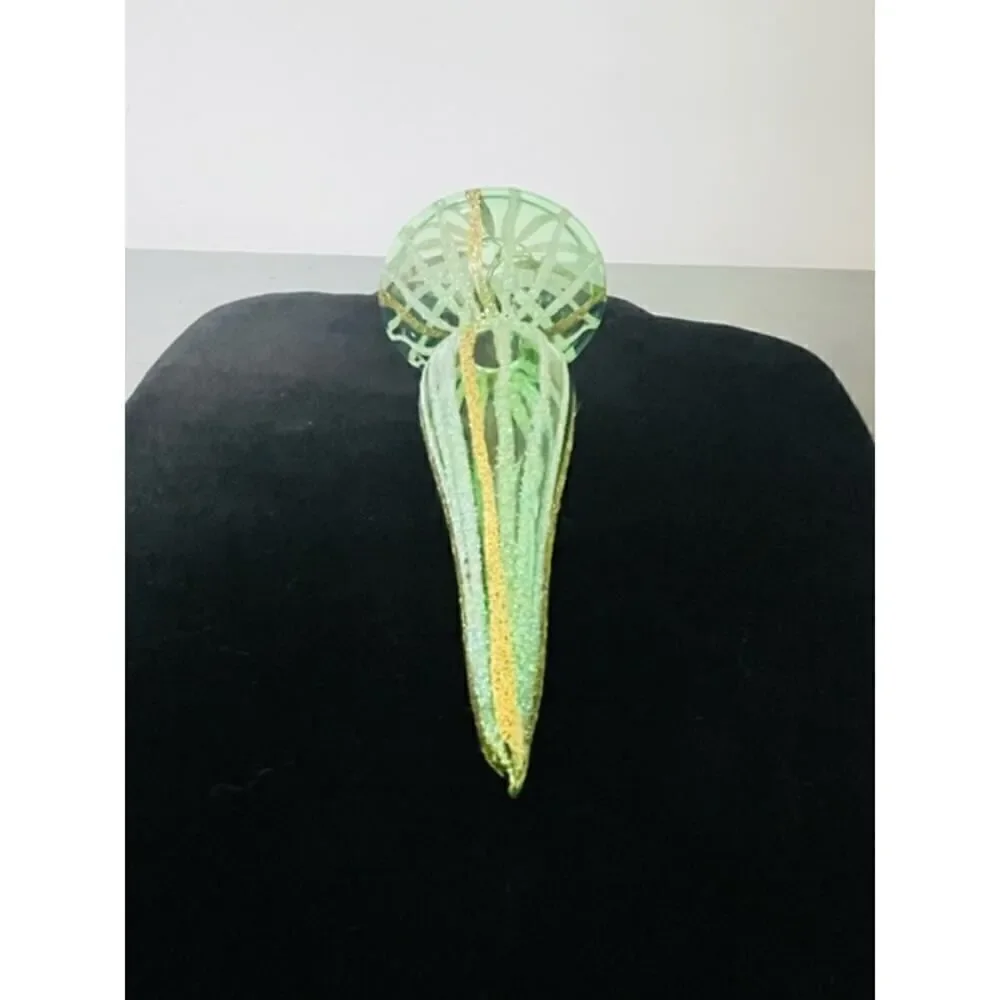 Christmas ornament green clear glass spiral ball finial icicle 8